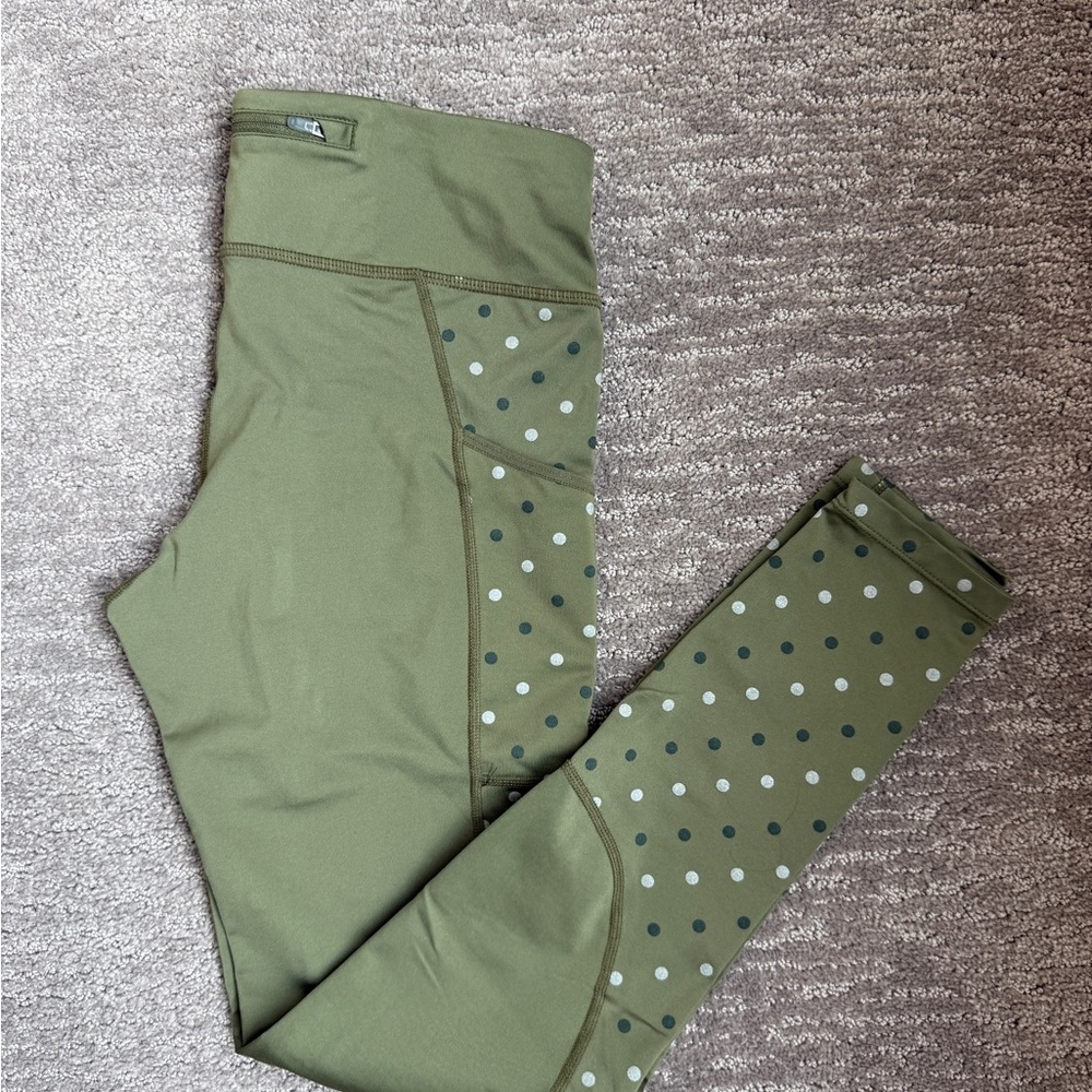 Athleta Green Polka Dot Leggings